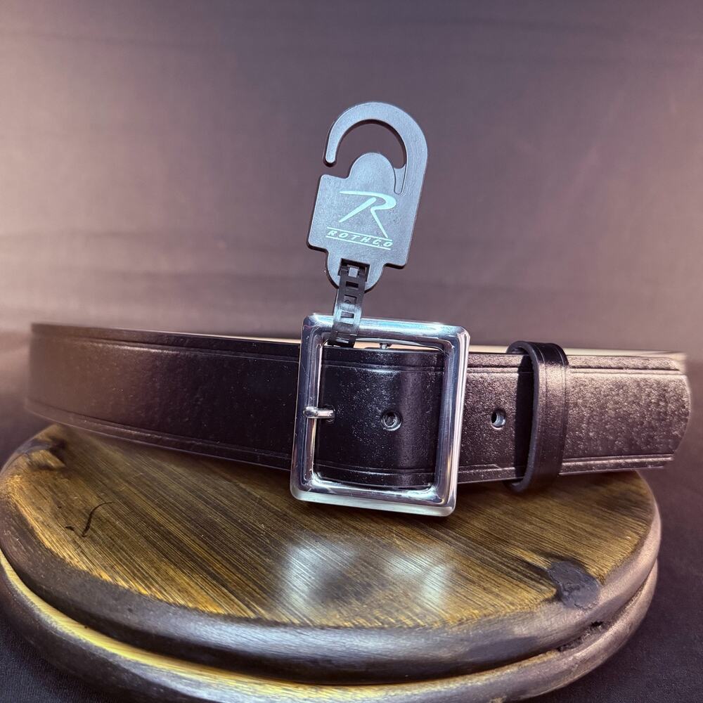 Rothco Everyday Leather Belt Size 36" Black Leather Metal Chrome Buckle 1.5"